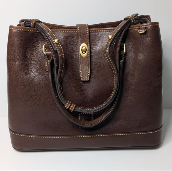 Dooney Bourke Handbag Perry Chestnut Florentine Leather Satchel Tote W/ Dust Bag - Picture 2 of 9